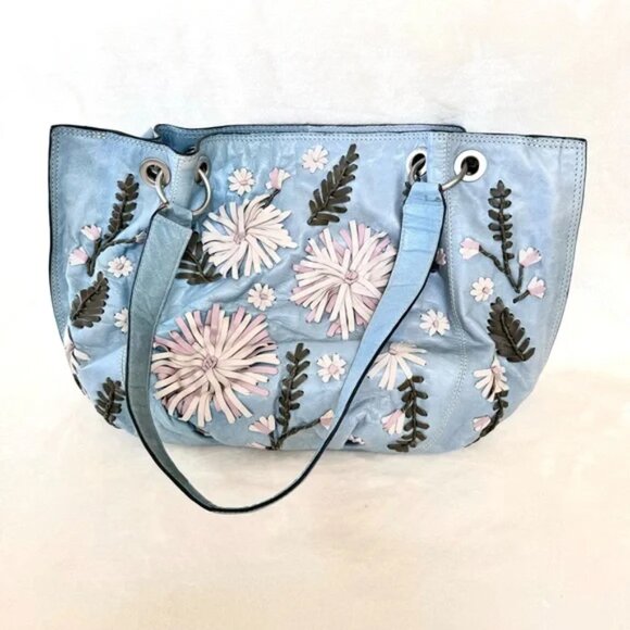 Firenze Bella Floral Leather Hobo Handbag - Picture 2 of 9